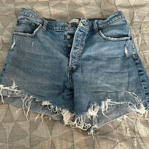Abercrombie & Fitch High Rise Dad Denim Distressed Shorts Size 31/12